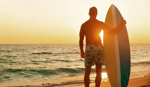 Sprachaufenthalt, Surfer Sonnenuntergang