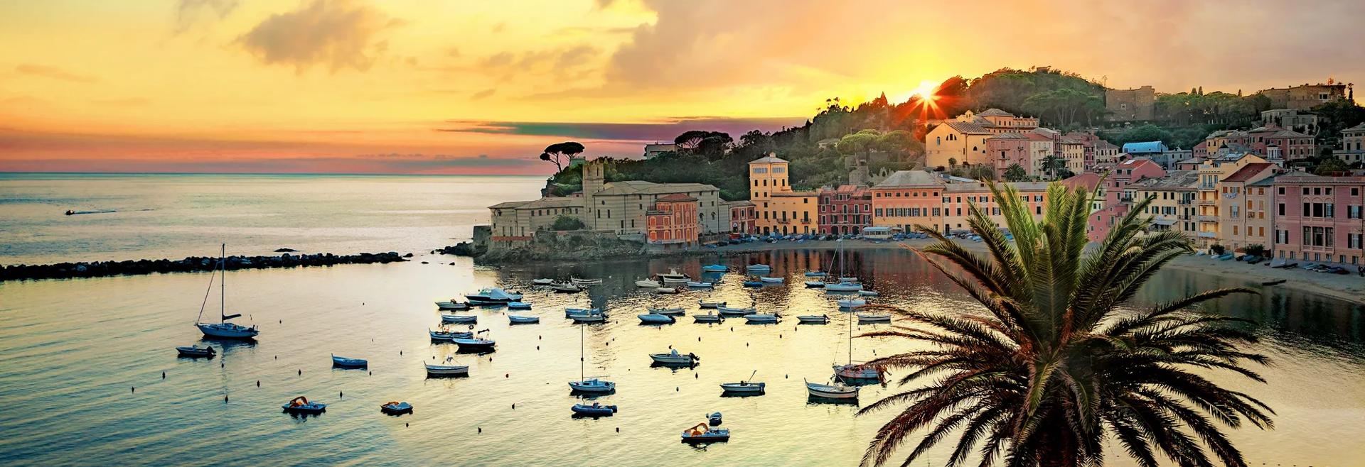 Séjour lingusitique italie, Sestri Levante, Coucher de soleil et bateaux