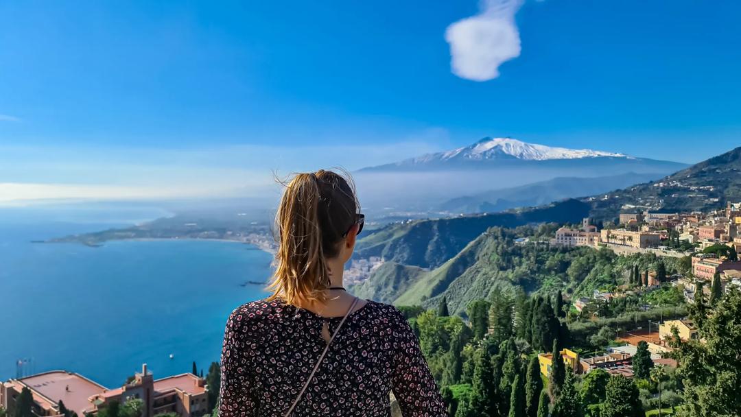 Séjour linguistique Italie, Taormine, Vue sur le volcan Etna