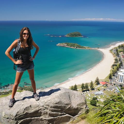 Sprachaufenthalt  Neuseeland, Mt. Maunganui, Wanderer über Bay of Plenty