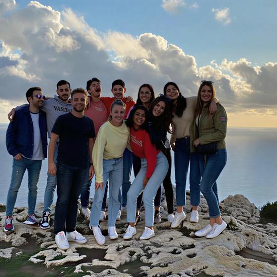 Sprachaufenthalt, Erfahrung, Malta, Gruppe am Meer